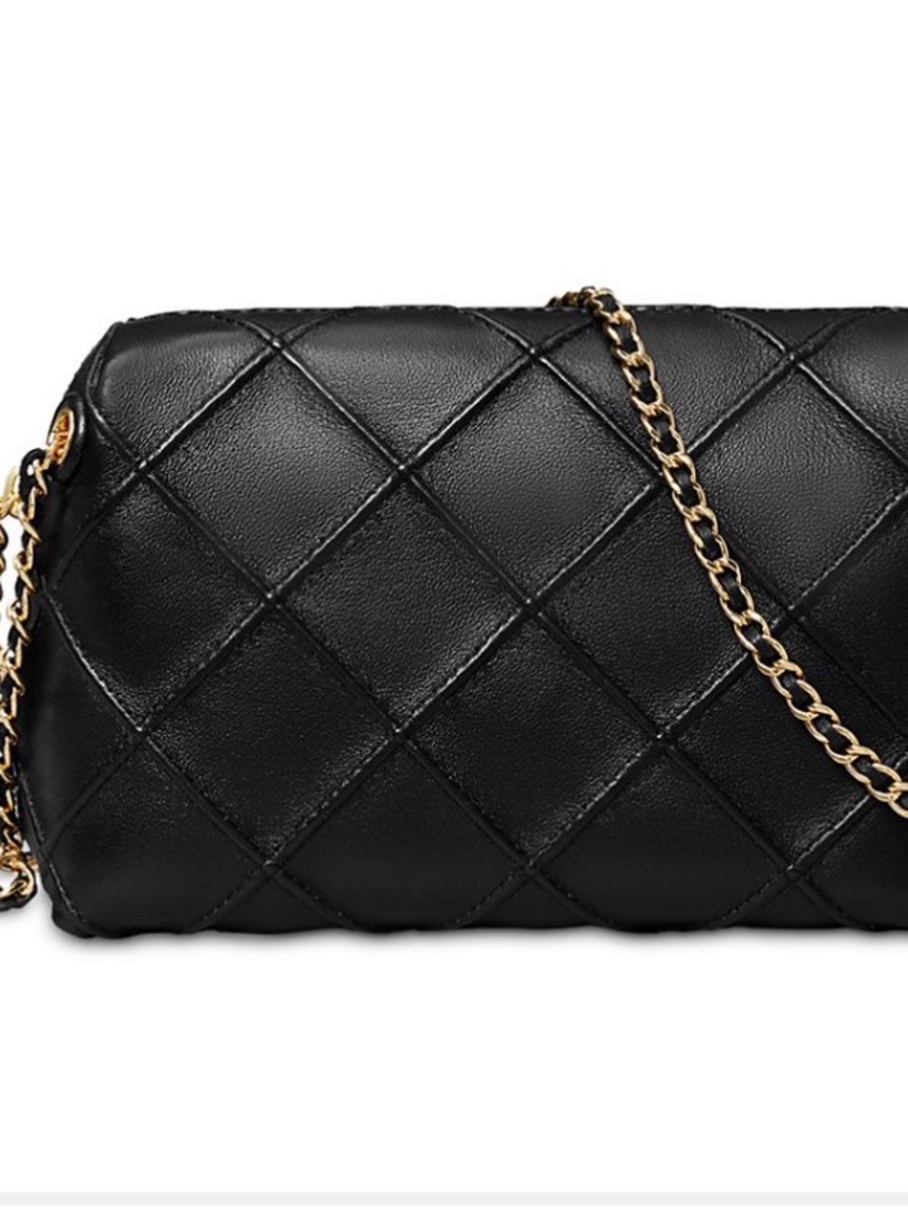 Tory Burch Black Quilted Crossbody with Gold Chain